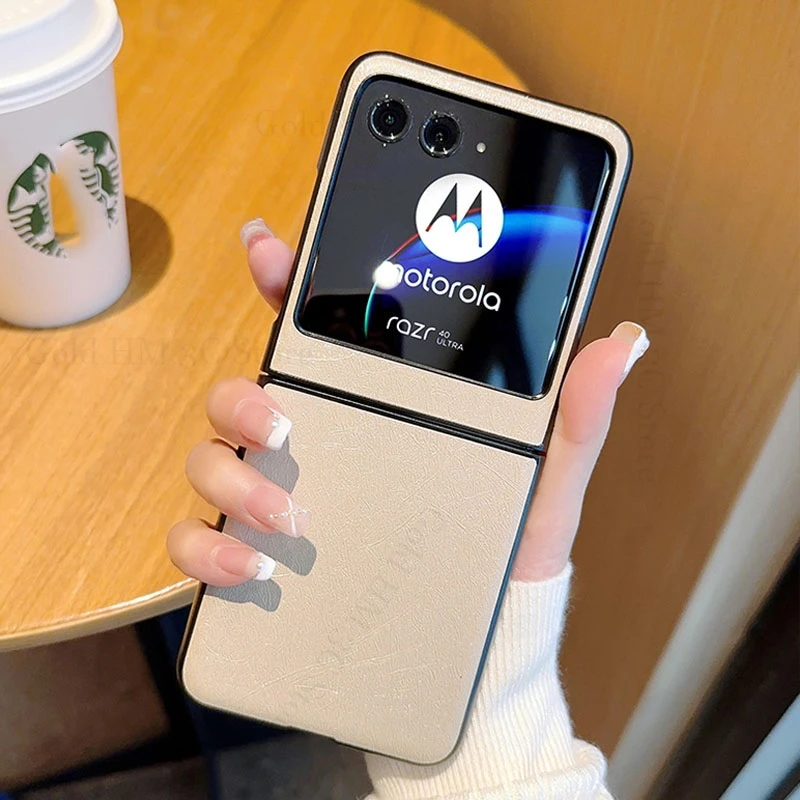 

Leather Phone Case For Motorola Razr 50 Ultra Hard PC Holster Shockproof Flip Tough Cover For Moto Razr 40 50 Ultra gen 5 4 Capa