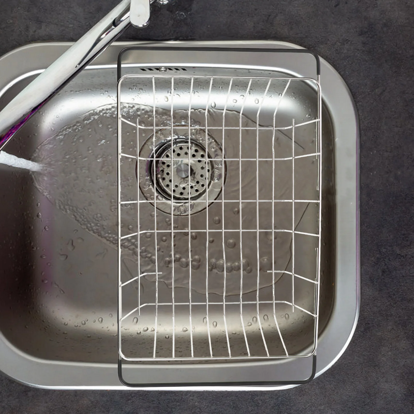

Stainless Steel Dish Drying Rack Expandable In-Sink Wire Rack For Sink Adjustable Storage Organizer Large Capacity Rust