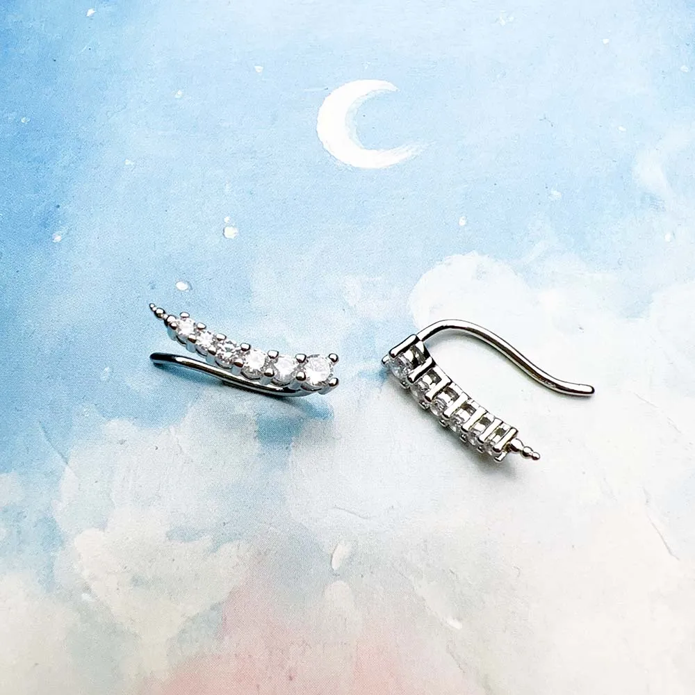 Tear Drop Ear Climber Europe Style Glam Fashion Good Jewerly For Women Classic Gift In 925 Sterling Silver Super Deals