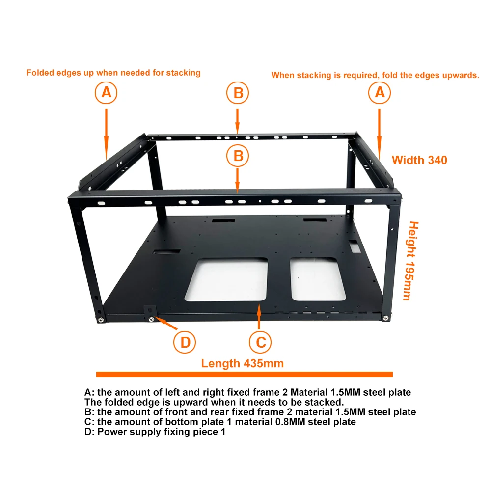 Imagem -06 - Computador Motherboard Case Rack Empilhável Open Chassis Rack pc Motherboard Case Frame para Atx Micro Atx Itx Motherboards X99