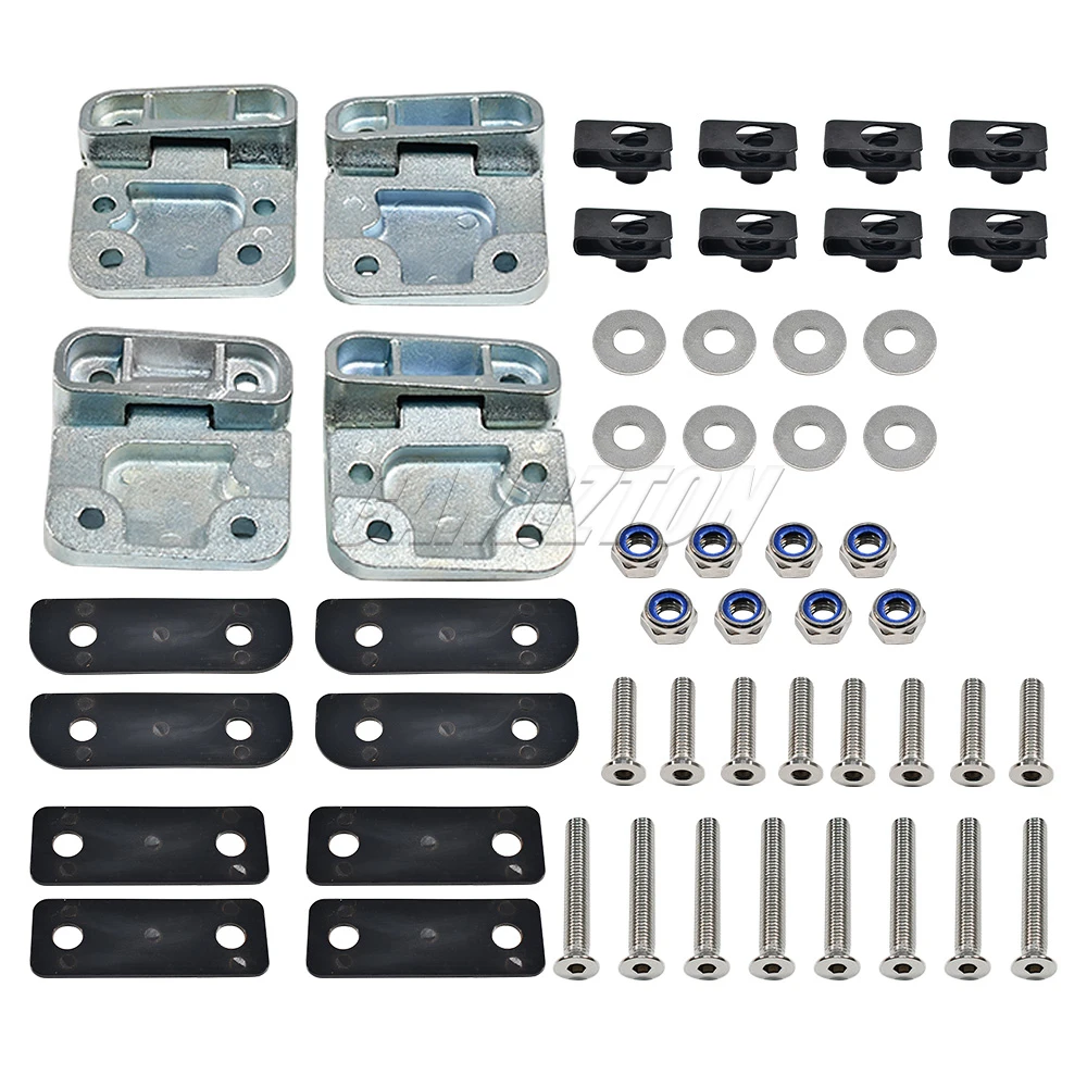 1 Satz neue, robuste Vordertürscharniere mit Edelstahl-Mutter- und Bolzen-Kit DA1070W LRC1072 für Land Rover Defender Autozubehör – Detail 4