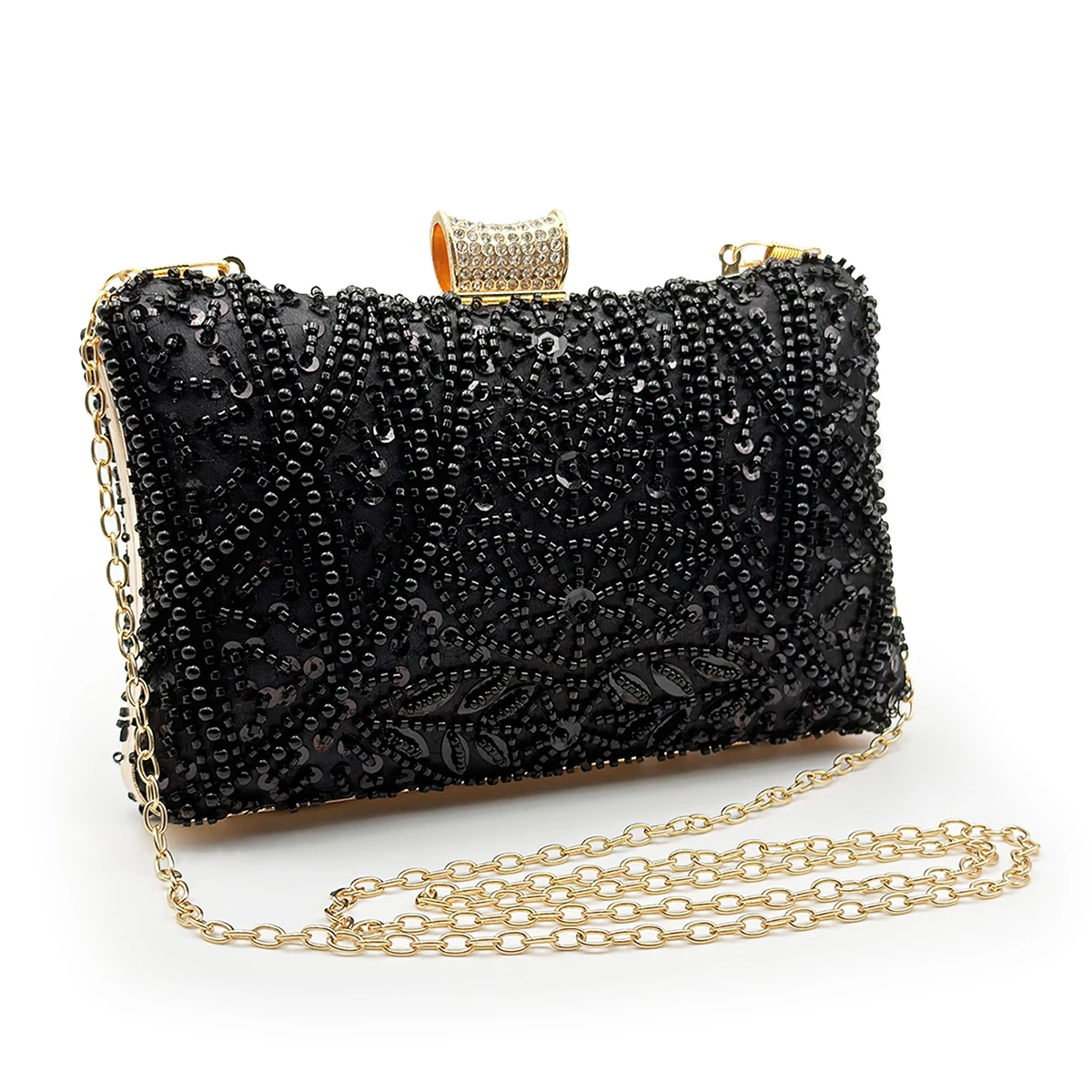 FGG Warehouse  New Fashion Retro Women Evening Bags Beaded Ladies Clutch Purse Shoulder Chain Wedding Party Handbags Bags Purses