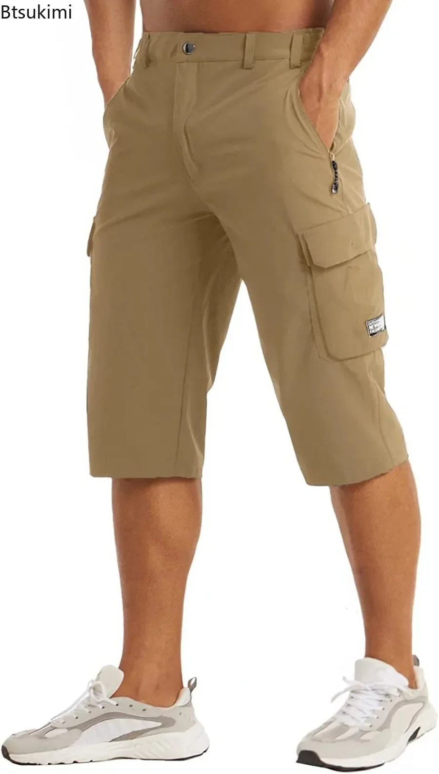 

2026 New Summer Quick Dry 3/4 Capri Pants Men's Casual Multi-Pockets Lightweight Shorts Outdoor Hiking Cargo Nylon Pants Workout