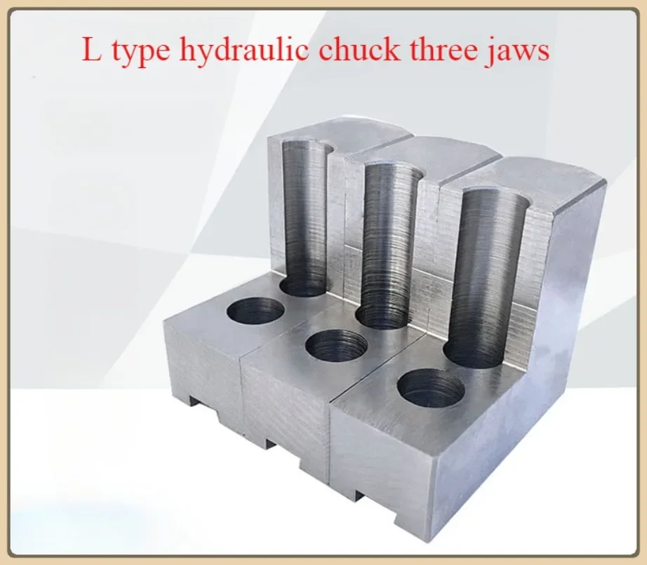 L-shaped Hydraulic Chuck 3-jaw Claw Heightened Soft Claw Hydraulic Claw Inner Support Outer Circle Package Claw 5/6/8/10 Inches