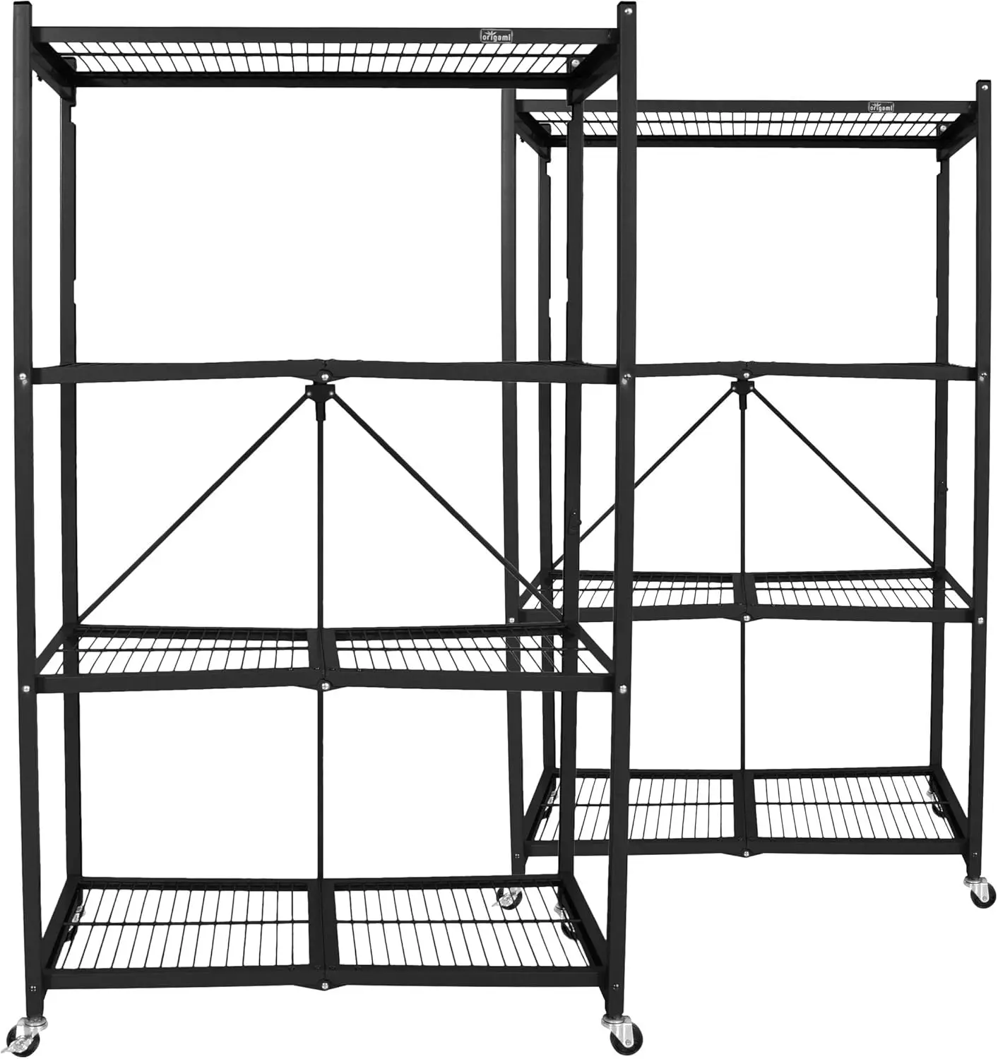 4Tier Foldable Heavy Duty Metal Garage Storage Shelf Rack with Wheels and PowderCoated Steel for Organization in Home and Office