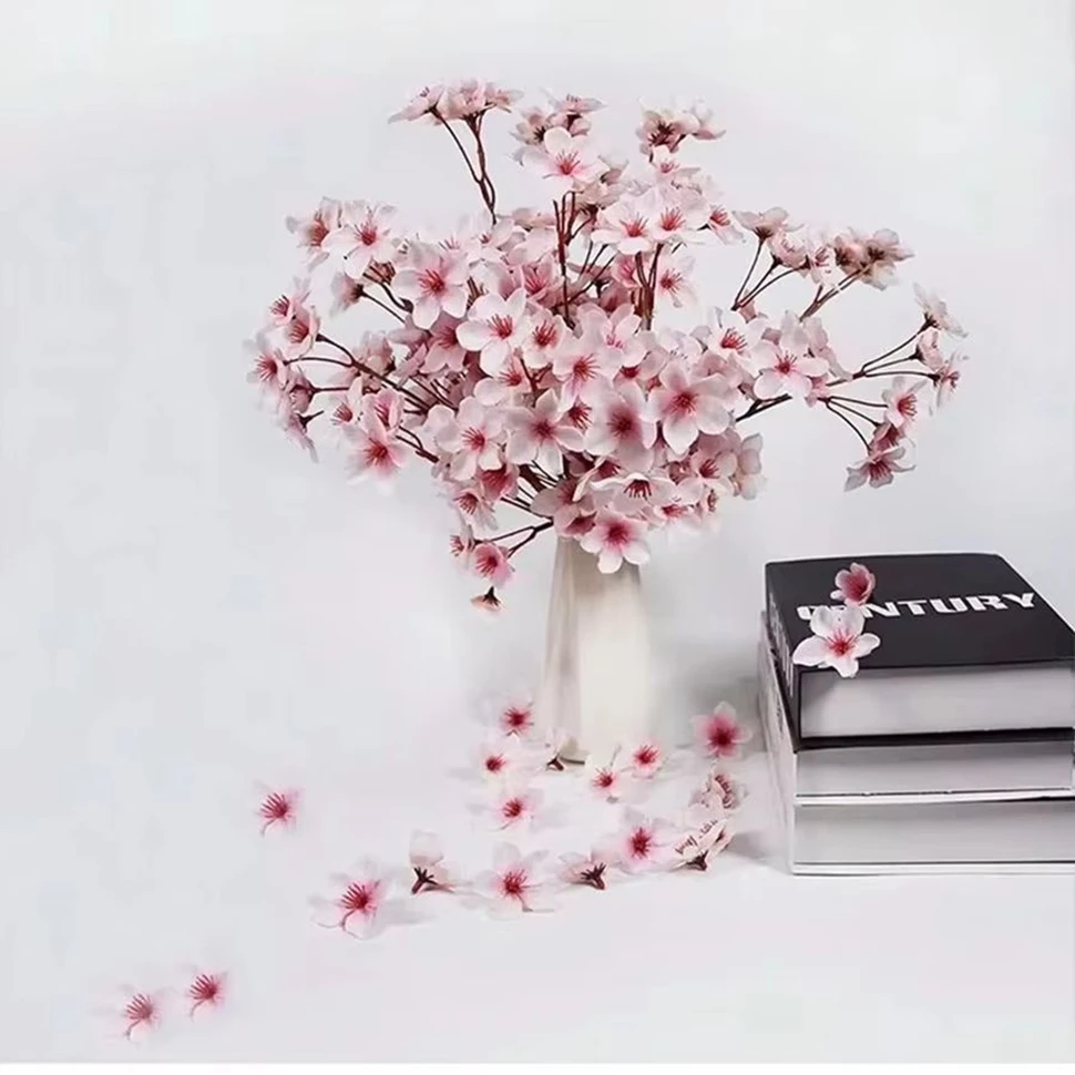 

1pc Artificial Silk Peach Blossom Spring Decoratation Home vases Wedding Board Indoor Party Garden Holiday Party DIY table Decor