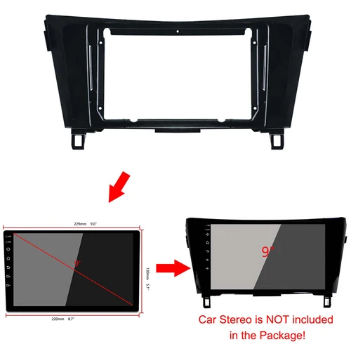 Imagen 2 del producto Kits de ajuste de Fascia para coche, marco de Radio de 9 pulgadas para NISSAN Qashqai x-trail 2015-2018, adaptador de ajuste de Audio 2 Din Fascia, Panel Facia