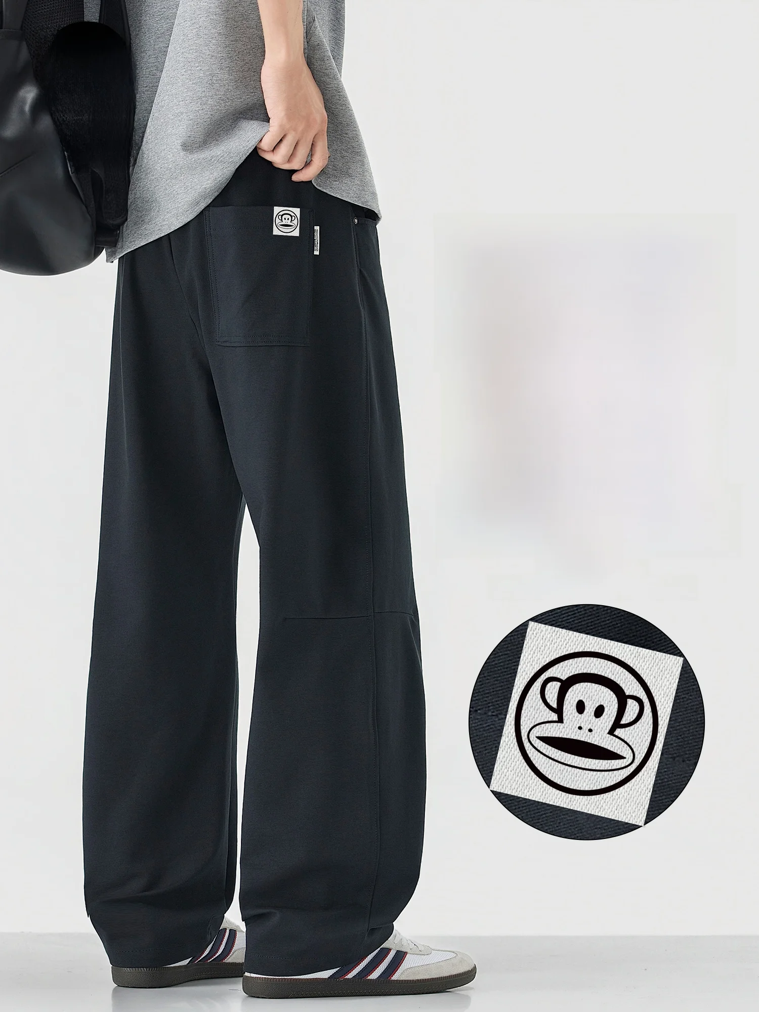 

PaulFrank American Sle Knitted Loose Straight Leg Casual Pants Spring Drapey Comfortable Cotton Blend Trousers for Men