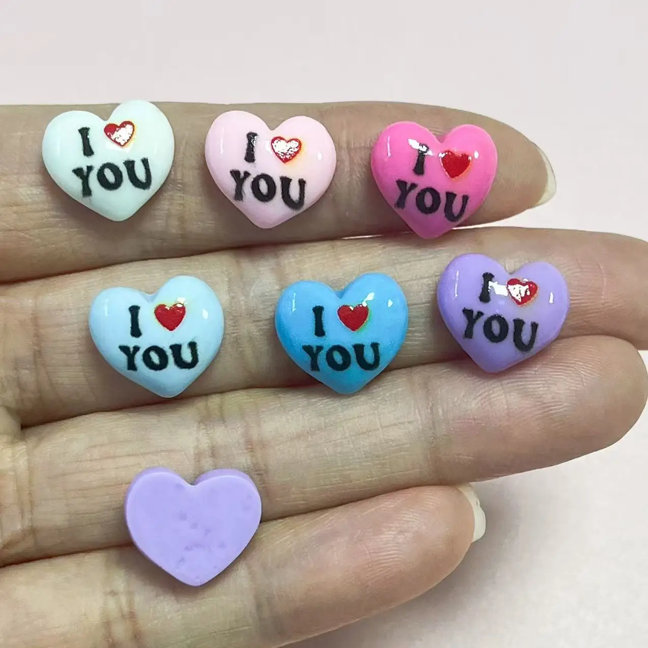 70Pcs Spring New Kawaii Y2k Pink Rose White Blue Purple Lake Blue I Love You I Love Me French Acrylic Coffin Nail Art Charms