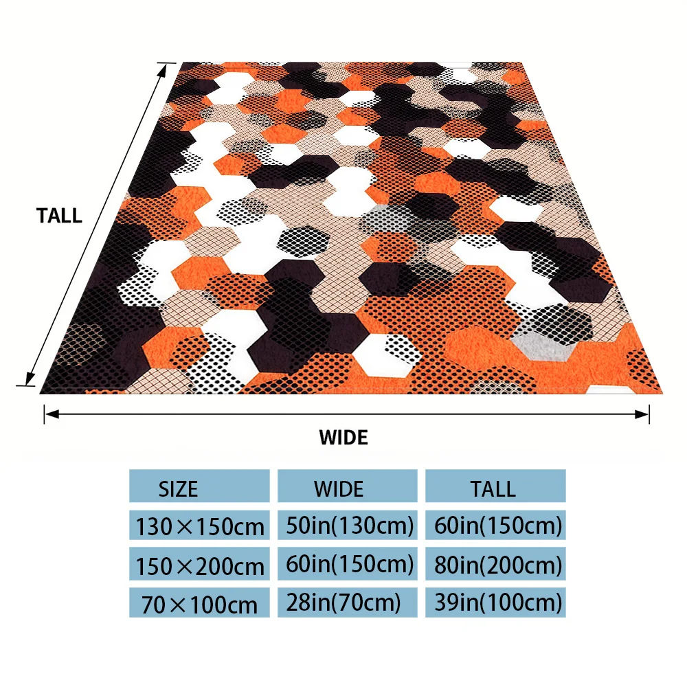 Orange Hex Camo Sofa Specific Soft Flannel Blanket, Universal Plush Gift Blanket For All Seasons