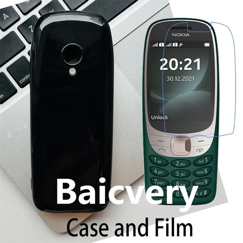 Fashion Soft silicone TPU Back Cover For Nokia 6310 2021 2,8 TA-1400 Phone Funda Case with Screen Protector Film