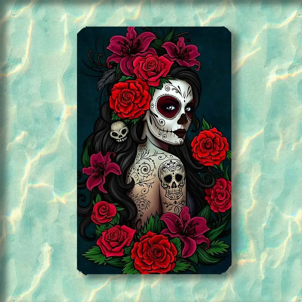 Mexican Catrina Skull Day of the Dead Credit Card Skin Stickers for Bank Card Bus Metro Card Sticker Waterproof Women Gift