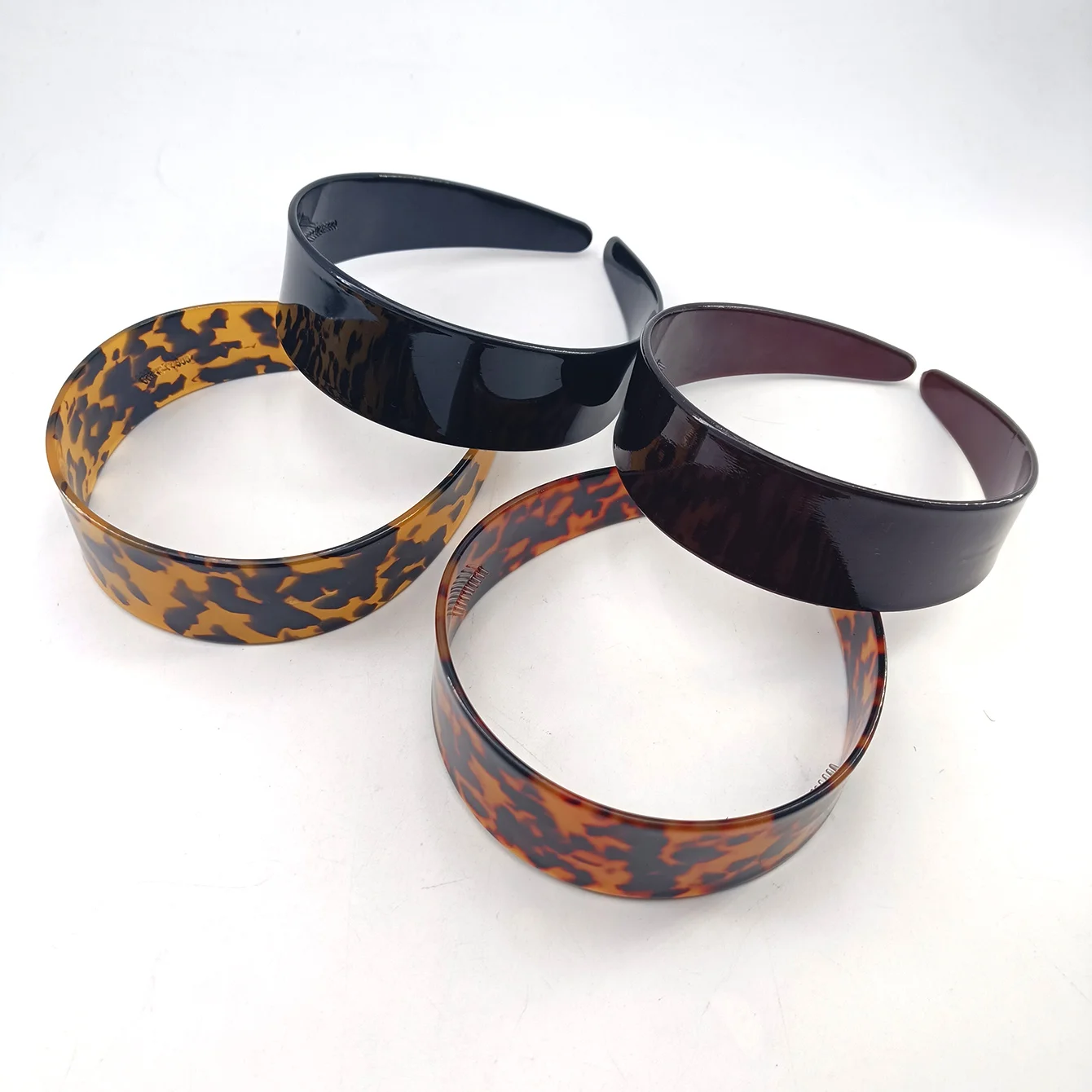 Peineta Retro de Acetato con Estampado de Leopardo y Diseño de Caparazón de Tortuga, con Diadema Ancha Antideslizante, Accesorios para el Cabello para Damas