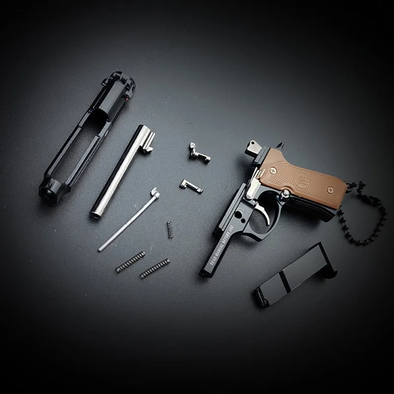 Premium Alloy 92F Style Tactical Toy Gun Keychain - Full Metal Pistol Model Key Chain with Key Ring, Cool Keychains Gift
