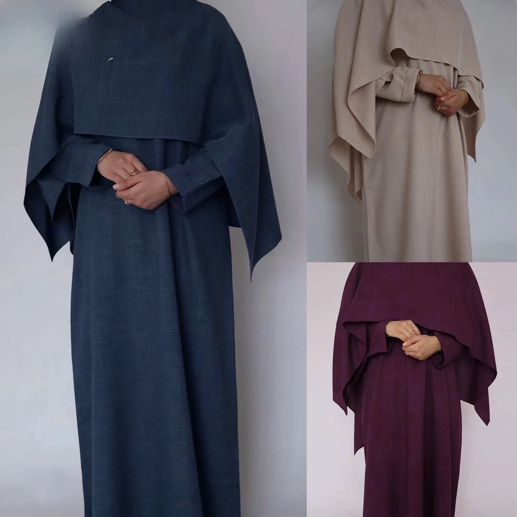 

Women's Dresses Modest Abaya Set Latest Abaya Women Muslim Dress and Cape Hijab 2 Piece Abaya Set Women Islamic Clothing Suit