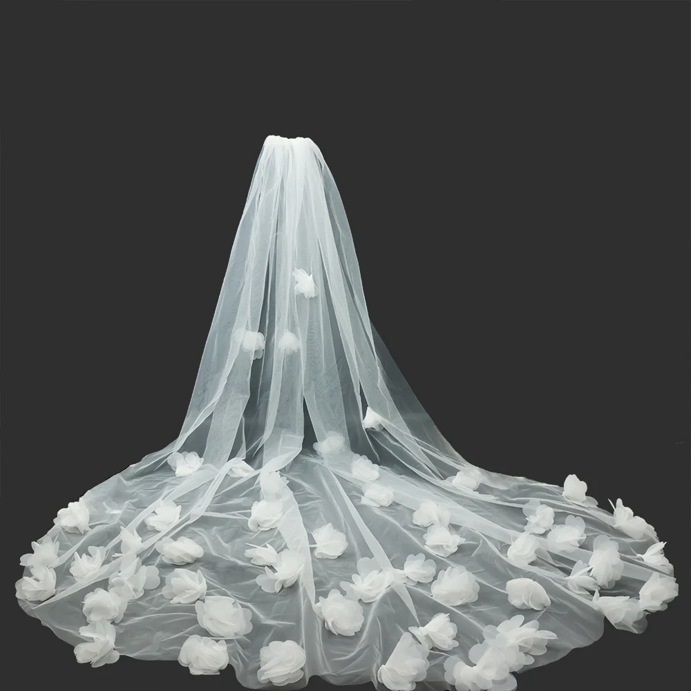 

Long Marriage Shoulder Bridal Veils Accessories Long Bridal White Veil for Wedding with Simple Appliqued