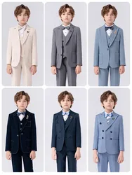 School Children Jacket Vest Pants Bowtie Piano Party Dress Boys Performance Costume Kids Graduation Ceremony Photograph Suit