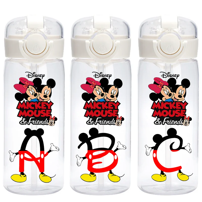رسالة A-Z 400 مللي/600 مللي زجاجة مياه الشرب للأطفال ميكي ماوس كوب ماء بلاستيكي شفاف ميني ماوس أنيمي هدايا العيد #1