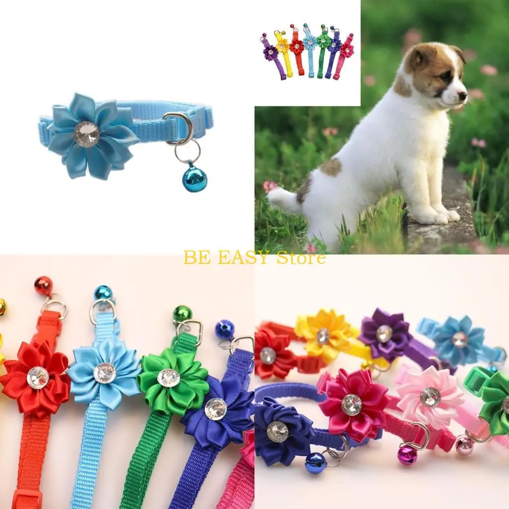 E28F Collar with Flower for Small Girl Dogs, Wedding Costume
