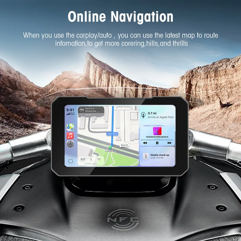 For Ezonetronics 5 Inch Touch Screen Motorcycle CarPlay Screen Support Wireless CarPlay and Android Auto IP67 Waterproof New