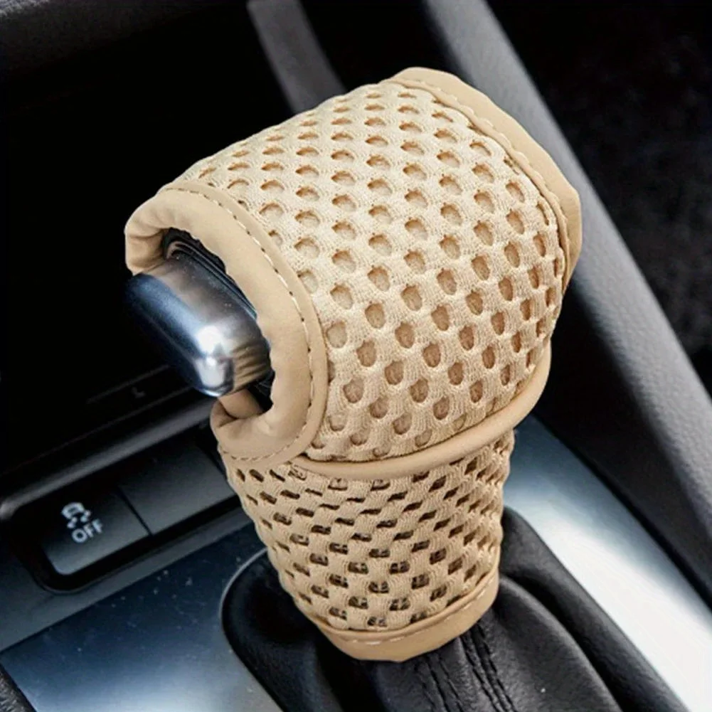 Universal Non-slip Breathable Mesh Gear Shift Knob Cover for Automatic Car Interior