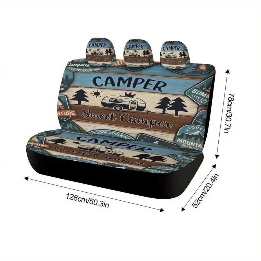 

Camper Theme Car Seat Cover Set For Front And Rear Seats Universal Fit