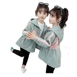 Girls Windbreaker Coat New Cute Flower Hooded Outwear for baby Kids Clothes Children Casual Jackets 6 8 10 12 Years Vestidos