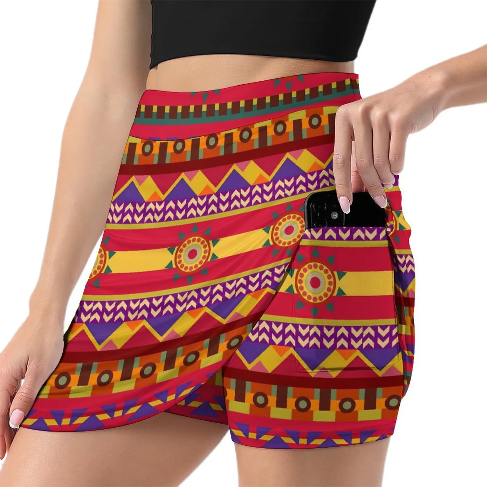 Retro Vintage Ethnic Skirt Abstract Art Aesthetic Casual Skirts Womens Vintage Mini Skirt Custom Clothing Gift