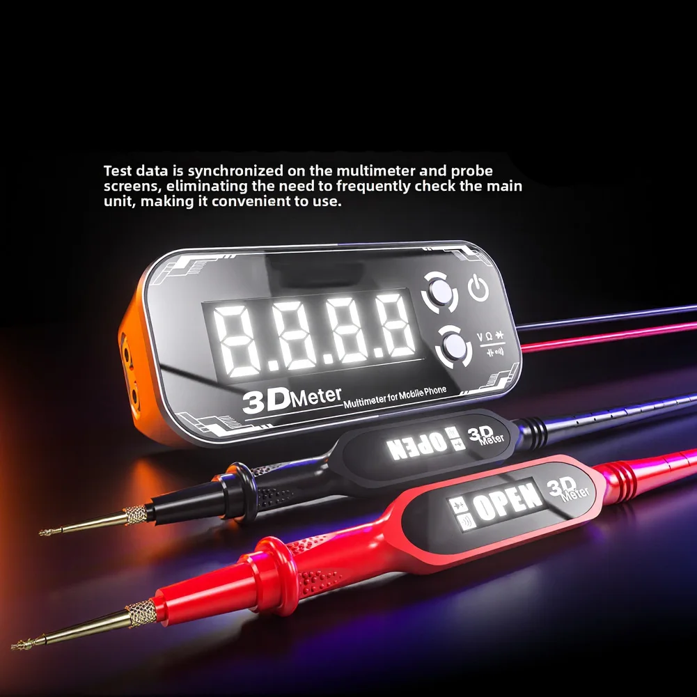 Compact 125x37x55mm Digital Multimeter with Aerospace Aluminum Body Triple Display and 2000mAh Long Life Battery