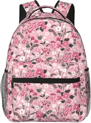 Pink Flower Pattern Lightweight Laptop Backpack for Women Men College Bookbag Casual Daypack Travel Bag