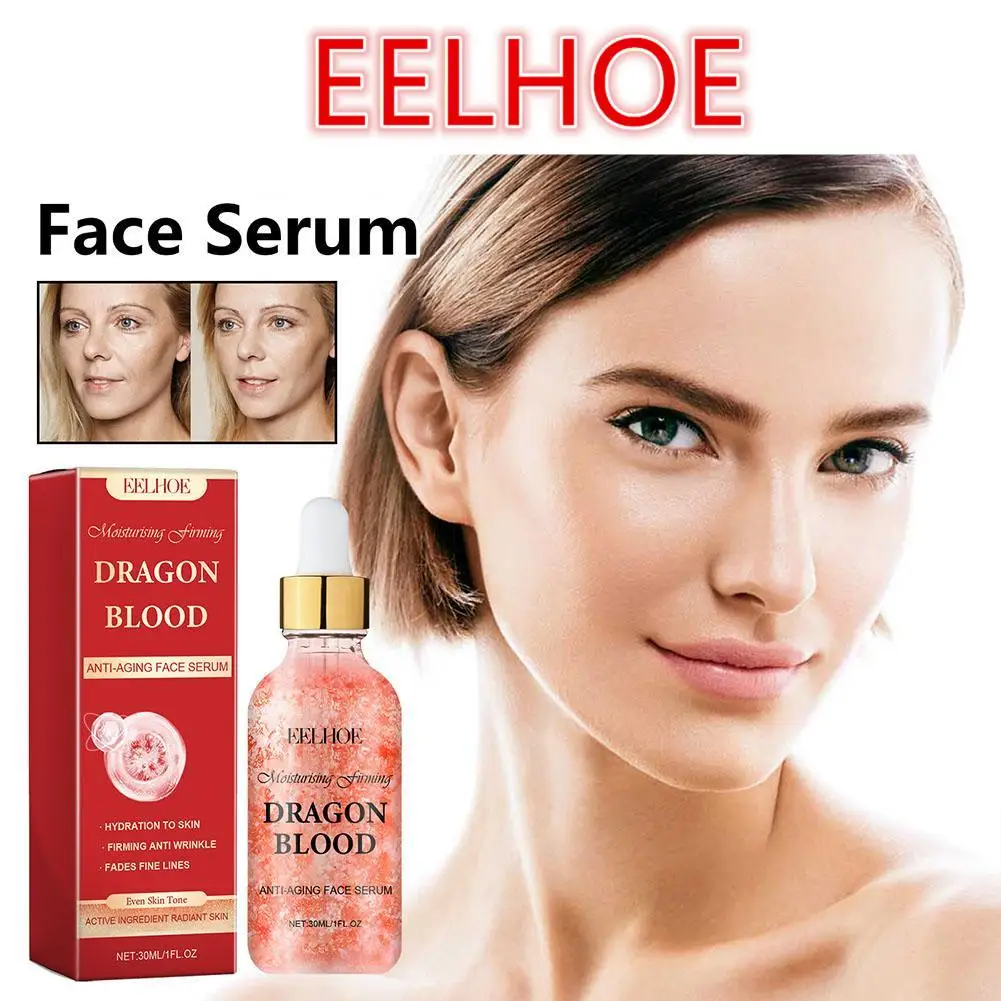 30ml Dragon Blood Face Serum Pore Shrinking Facial Rejuvenation Nourishing Hyaluronic Acid Moisturizing Face Brightening Serum