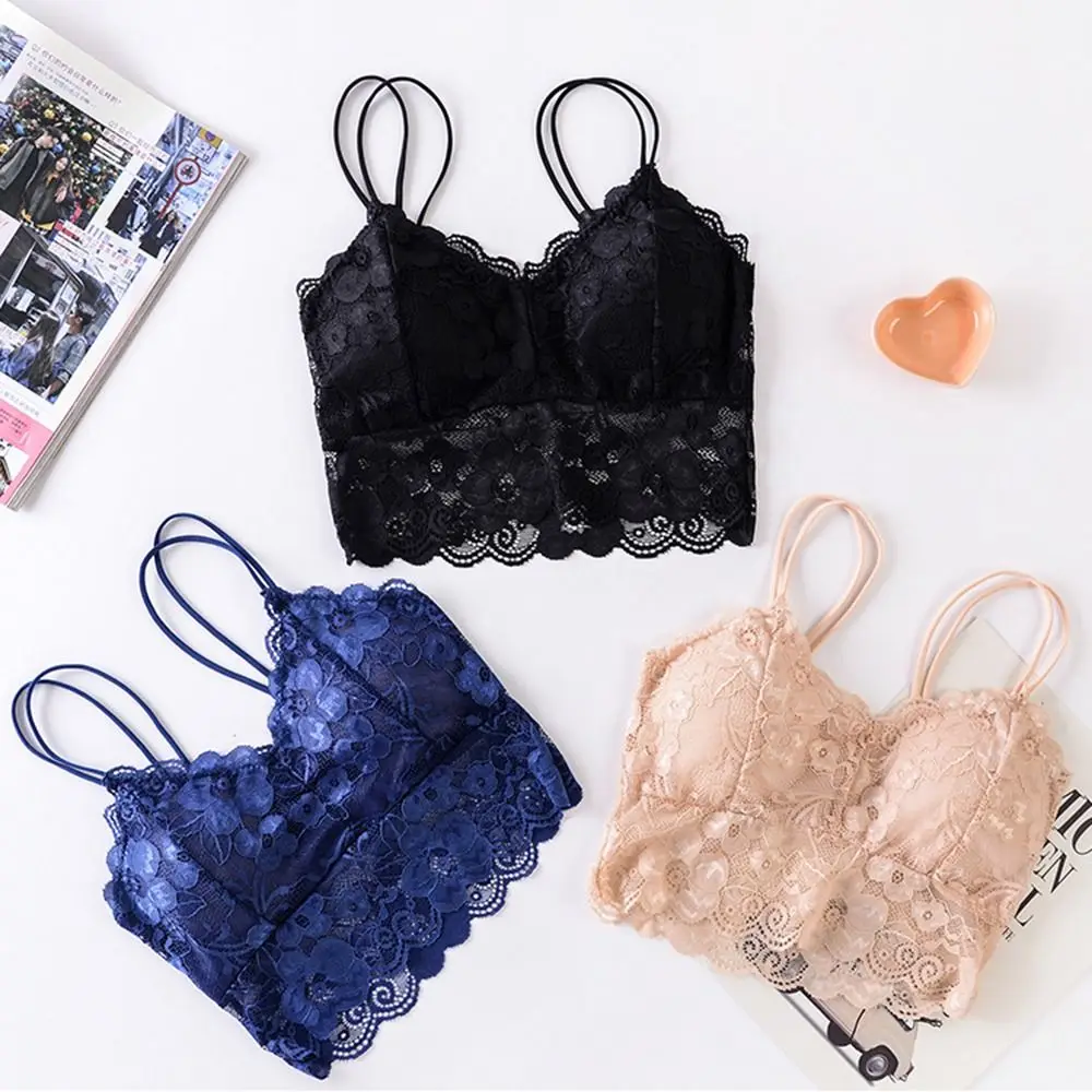 Fashion Bottoming Underwear Thin Backless Sling Hollow Out Lace V-neck Vest Top Sleeveless Bra Vest Inside Wear Underwear