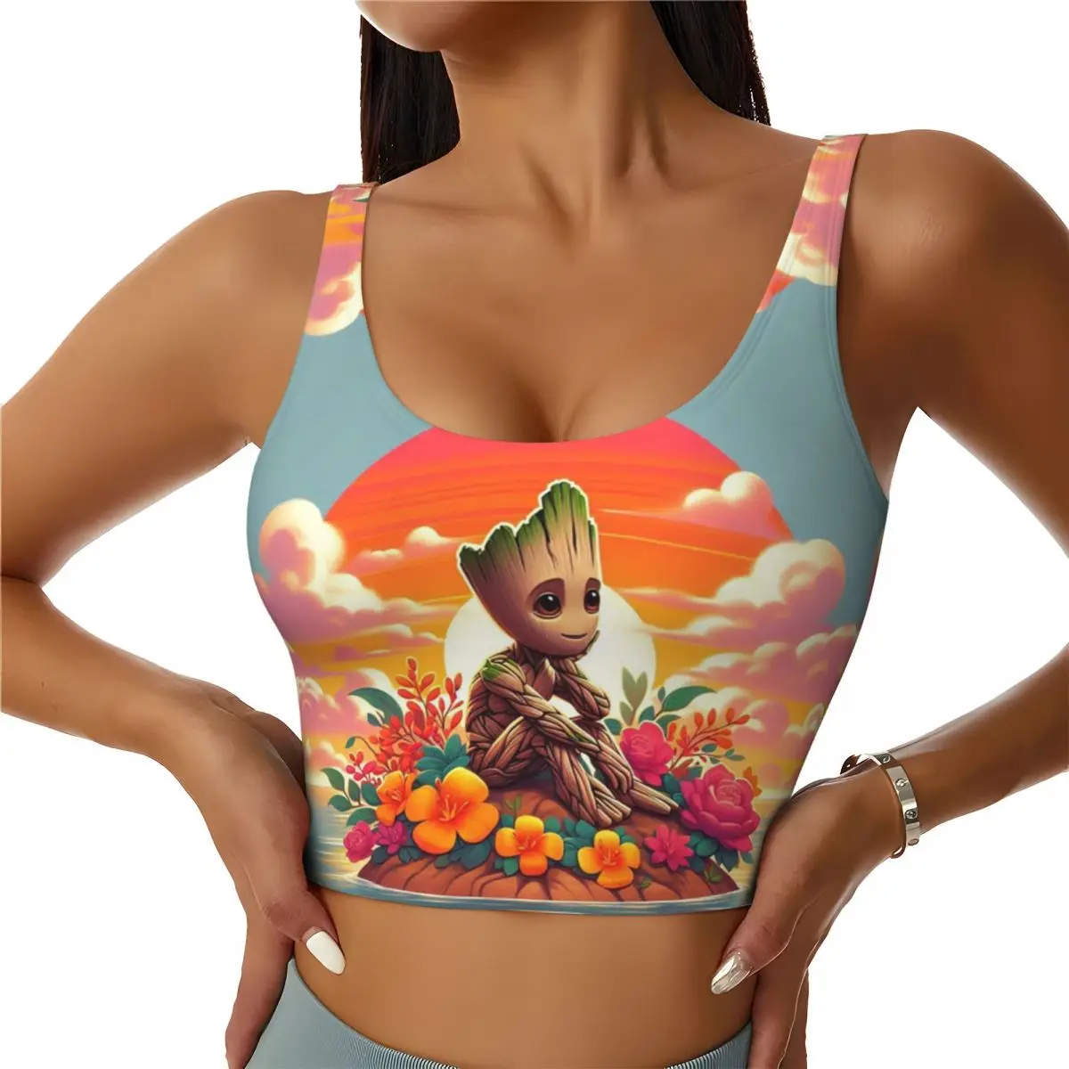 Custom Groot Character High Impact Sportbeha 'S Vrouwen Naadloze Workout Running Crop Tank Tops