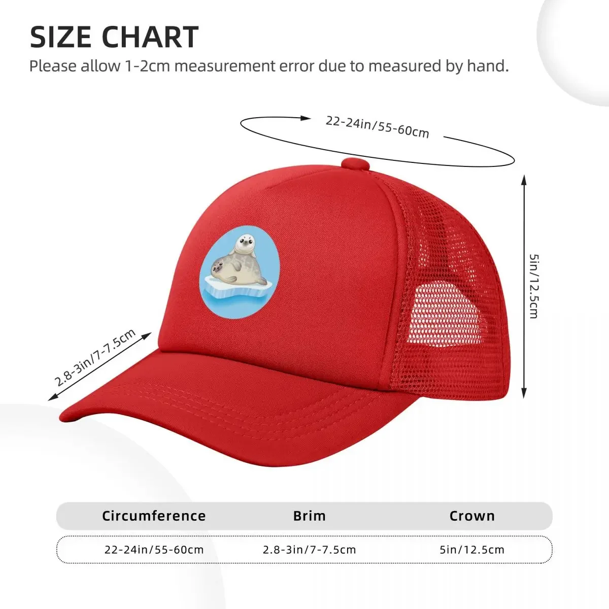 Cute Seals Family Cartoon Character Mesh Baseball Caps Snapback Fashion Baseball Hats Breathable Casual Casquette Outdoor Unisex