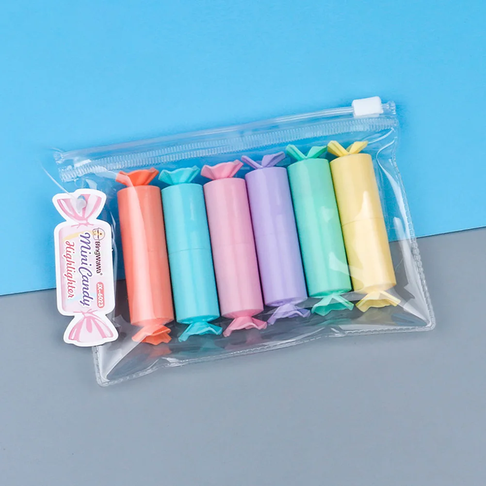 12 قطعة مجموعة تمييز السائبة كاندي نمط أقلام الفلورسنت الصغيرة مقاومة للتسرب حجم صغير لحقيبة الظهر مقلمة حمل يومي #1