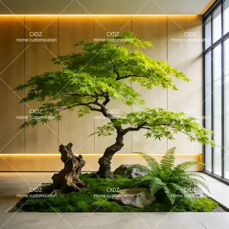 Artificial Maple Tree with Chicken Feet Trunk Bionic Green Plant Large Fake Tree for Indoor Outdoor Courtyard Window
