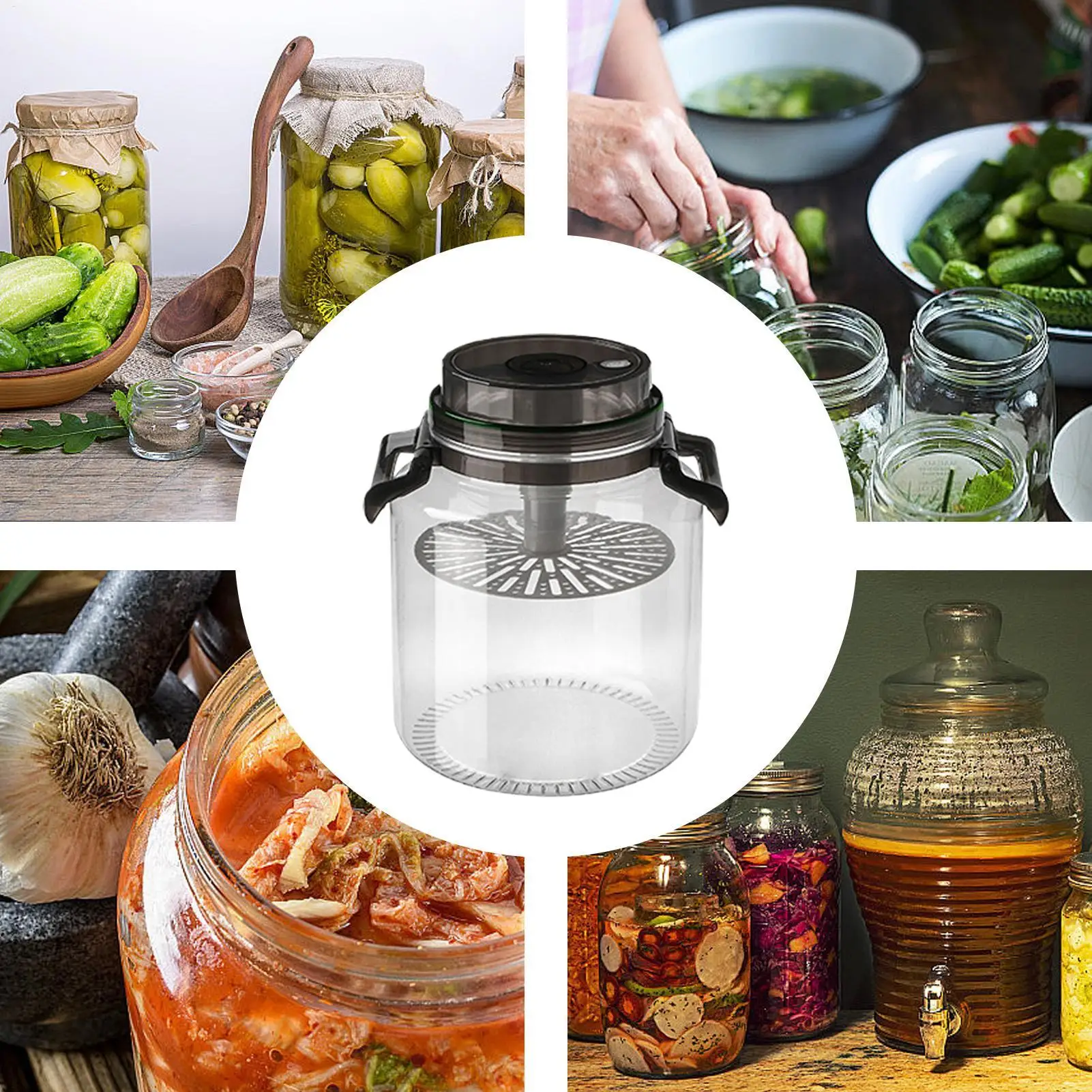 5L Pickle Jars with Lids Press-Type Sealing Pickling Container Airtight Fermenter Bottle for Brewing Kitchen Pantry Counter - view 6