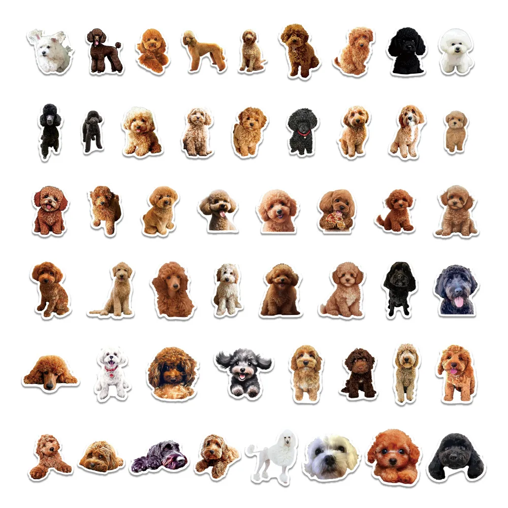 

50PCS Poodle‌ Stickers Cute Dog Cute Pet Animals Graffiti Decorative Notebook Water Cup iPad Gift Waterproof Stickers Kids Toy