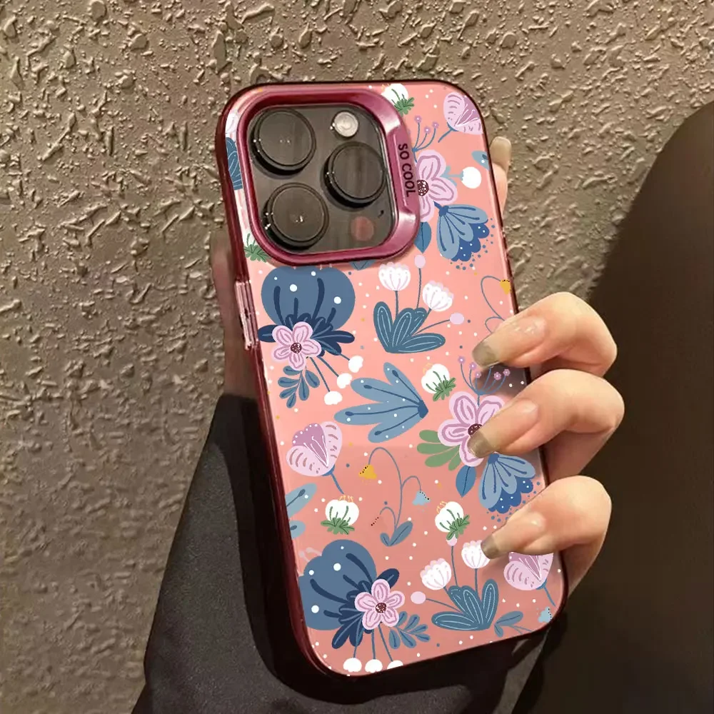 Trendy Flower Printing Matte IMD Case For Vivo S18 Pro S17 S16 Pro 5G T3 T2 Phone Funda For Vivo S18 Pro 17 S16Pro Back Cover image 6