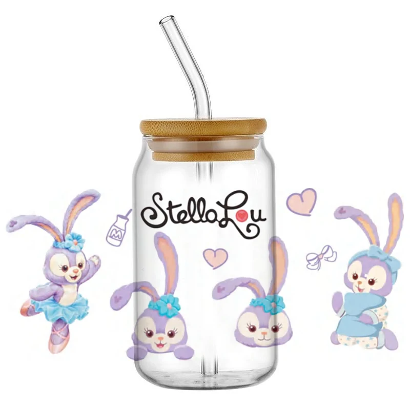 

Miniso Cute Cartoon UV DTF Wraps Transfer Sticker DIY for 16oz Libbey Glass Cup Waterproof Wrap Transfers Decals Cup