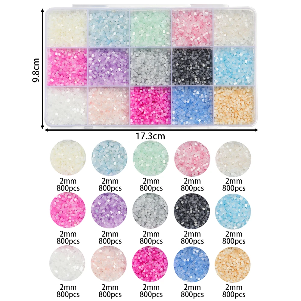 12000pcs/Box 2mm Glass Tube Seed Beads Colorful Spacer Loose Beads for Bracelet Necklace DIY Jewelry Making Accessories Kits