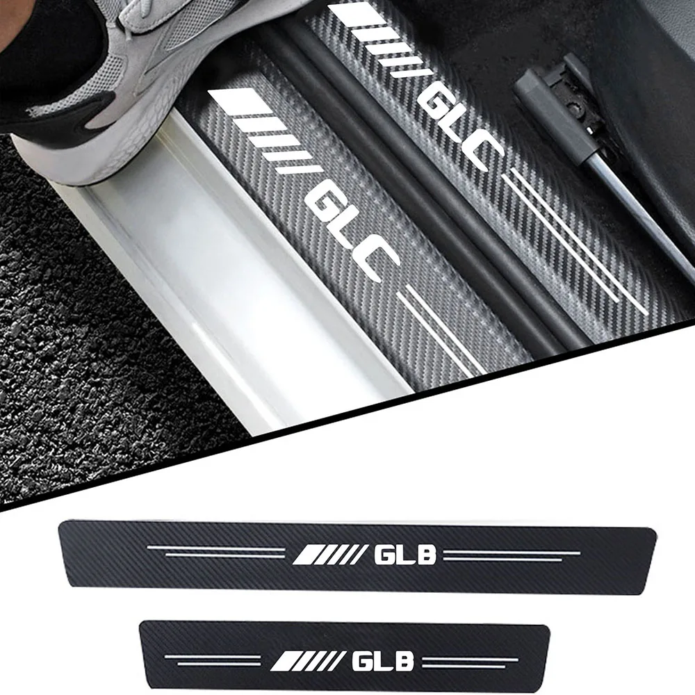 

4pcs car Sticker door carbon leather Fiber Sill Plate For Mercedes Benz GLA GLB GLC GLE GLK GLS styling accessories