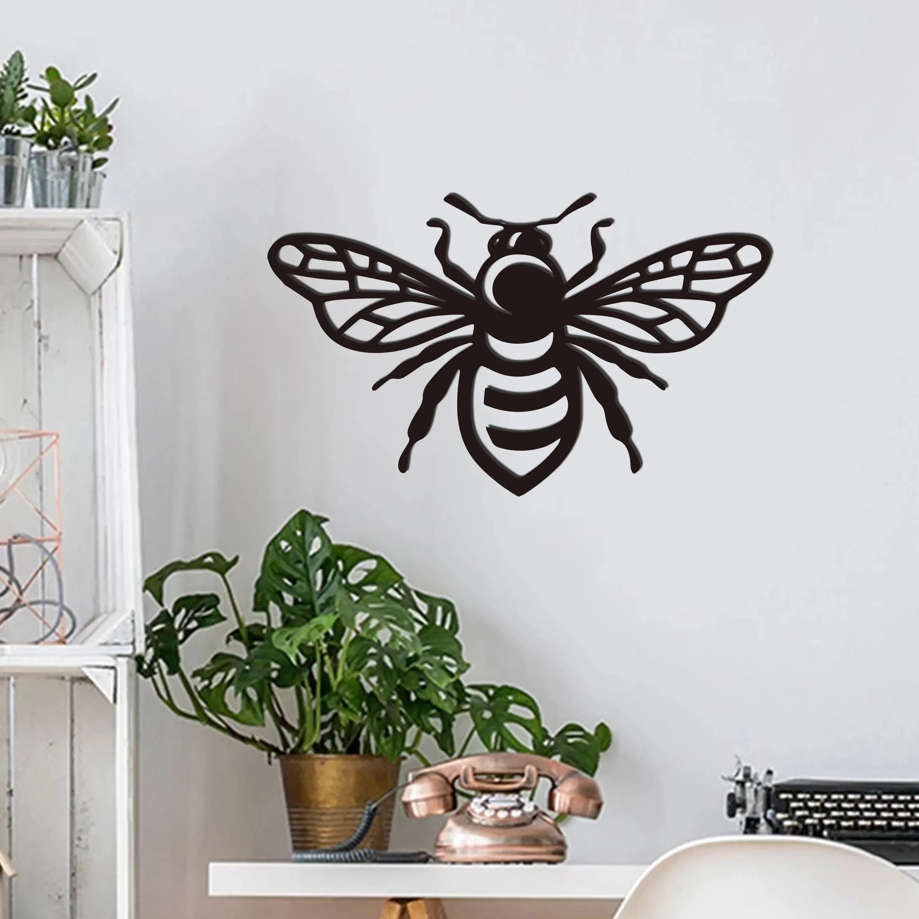 CIFBUY Deco Metalen Honey Bee Home DecorMetal Wall Art Decor voor Veranda Garden Bee HiveBee Lovers GiftBee Keepers Bijenstal Teken