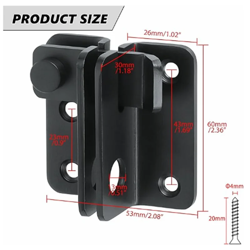 A003 откидная защелка, раздвижной болт, защелка, защитный дверной замок для сарая, шкафа для домашних животных, клетка для сада, ванной комнаты, гаража, окна, раздвижная дверь