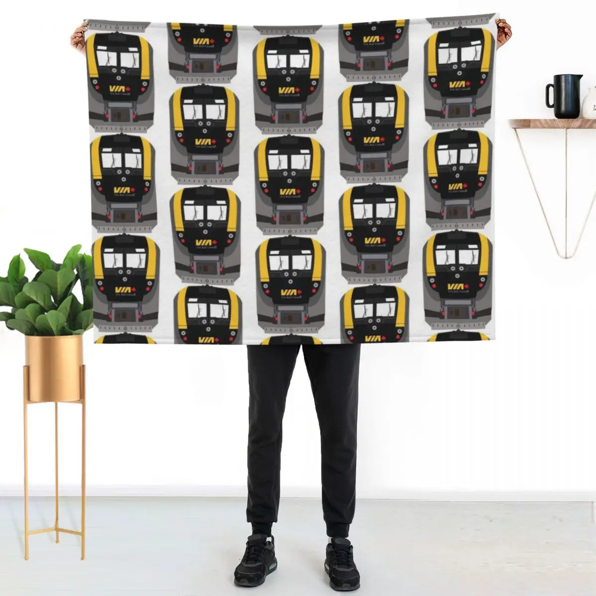 VIA Rail Canada New Locomotive Throw Blanket Cute Plaid Soft Plaid Bed Luxury Thicken Decorative Beds Luxury Designer Blankets