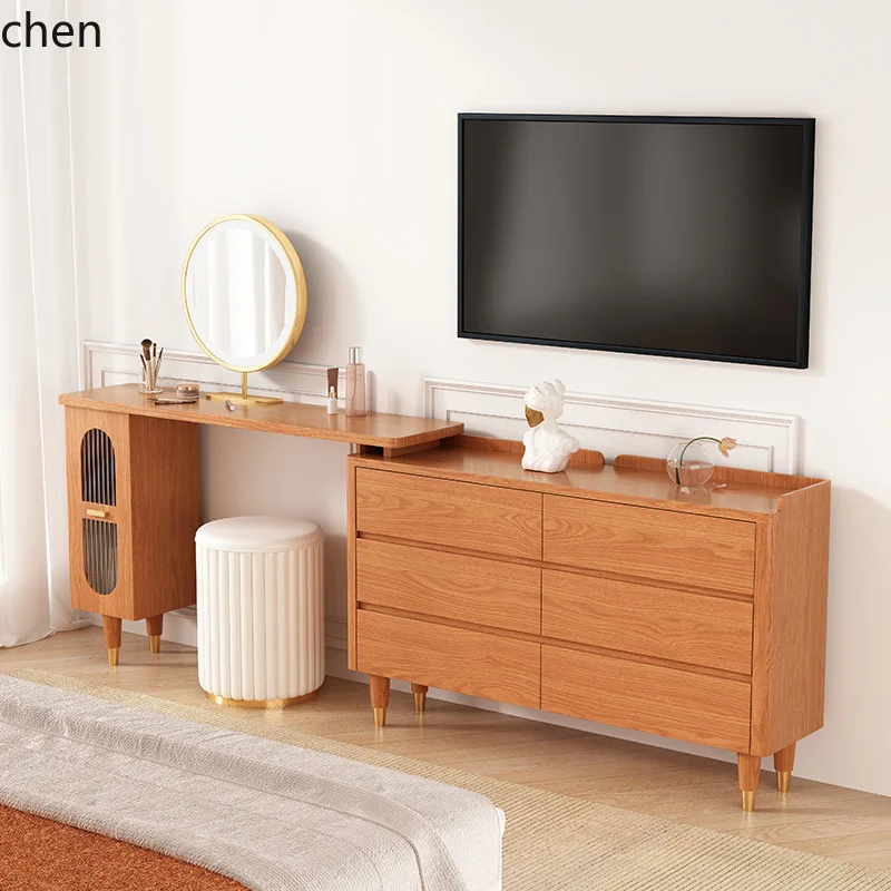 HXL Dressing Table Chest of Drawers TV Cabinet Integrated Corner Storage Retractable Bedside Makeup Table