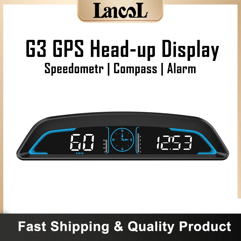 

G3 Auto HUD GPS Head Up Display Car Gauge Speedometer With Compass Clock Driving Distance Security Alarm Electronic Accessories