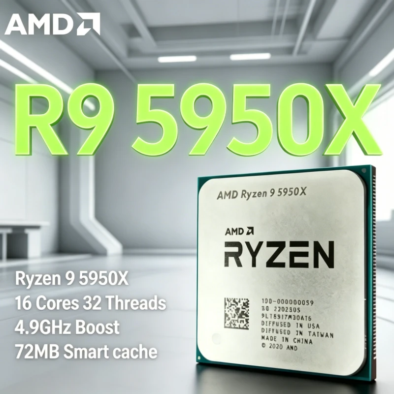 AMD Ryzen 9 5950X 100% Nuevo y Original R9 5950X 16 Núcleos 3.4 GHz Socket AM4 105W Socket AM4 pero sin enfriador