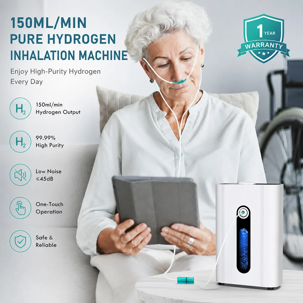 150ml/min Hydrogen Inhalation Device High Purity H2 Generator with PEM Technology Compact Home Wellness Machine Suyzeko