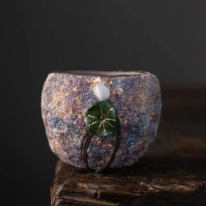 CX rock mine handmade lotus tea cup, creative ceramic master coarse pottery tea cup